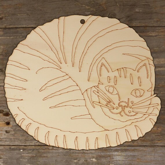 Forme En Bois Brute – Chat Tabby à Peindre – DIY – Prêt à Décorer