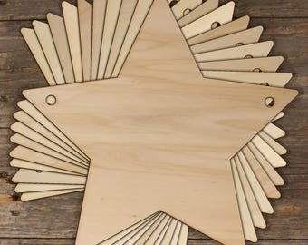 10x Trästjärnor med 5 uddar i 3 mm plywood, rymdjul