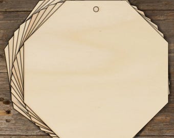 10x Wooden Octagon 8 Sided Regular Craft Shape 3mm Ply Geometric Shapes