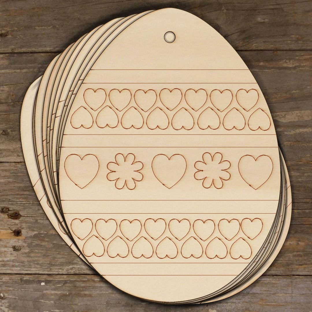 10x Wooden Easter Egg Heart and Flower Patten Craft Shape 3mm Ply - Etsy