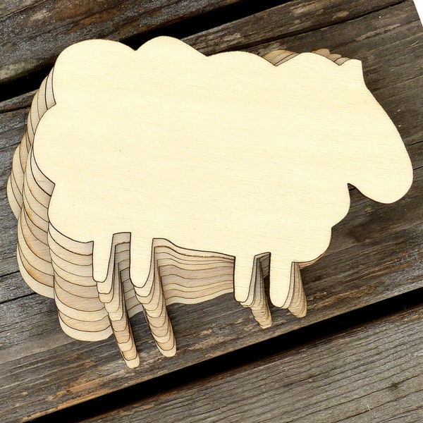 10x moutons en bois debout formes artisanales en contreplaqué de 3 mm