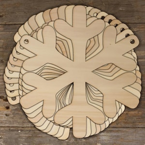 10x Copos de nieve de madera para manualidades, 3 mm, madera contrachapada, decoración navideña, estilo F