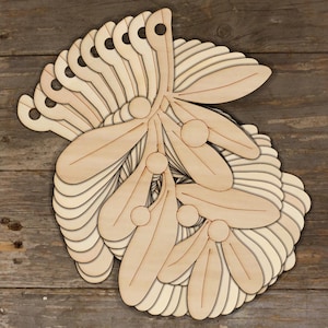 10x Forme artigianali in legno di vischio, 3 mm, piante e alberi di Natale in compensato