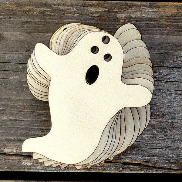 10x Wooden Ghost Scary Comic Howling Craft Shapes 3mm Plywood Halloween