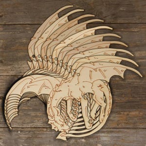 10x Forme artigianali in legno stile europeo volante drago 3mm compensato