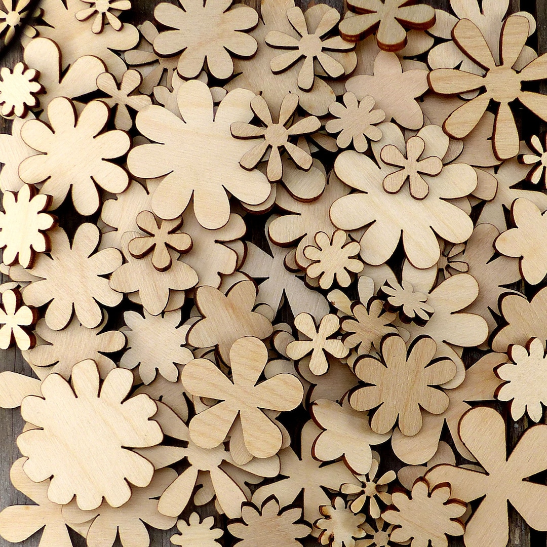 Over 100 Small Wooden Plain Flower and Daisy Craft Shape 3 Mm Plywood 24cm Size Etsy