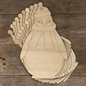 10x Forme artigianali di pinguino di Natale in legno da 3 mm Decorazione natalizia Cappello Sciarpa
