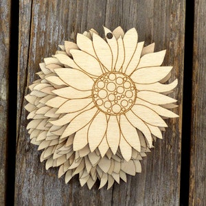 10x Wooden Sunflower Flower Head Craft Shape 3mm Ply Plants Garden Nature