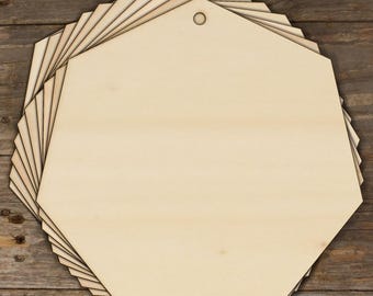 10x Wooden Heptagon 7 Sided Regular Craft Shape 3mm Ply Geometric