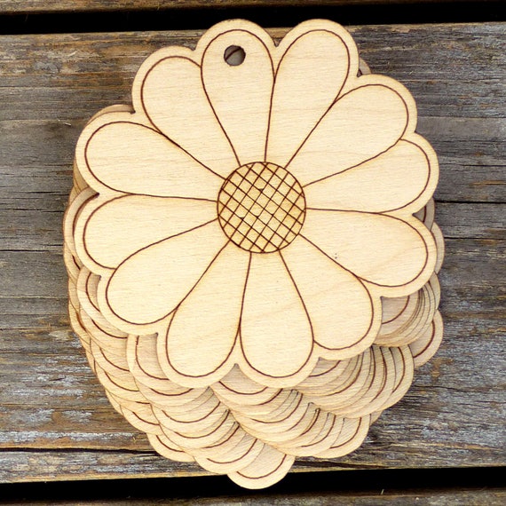 10x Wooden Poppy Flower Comic Craft Shape 3mm Ply Flowers Trees
