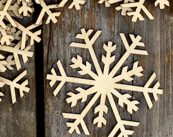 10x Wooden Plain Snowflake B Craft Shape 3mm Ply Christmas Decoration snow