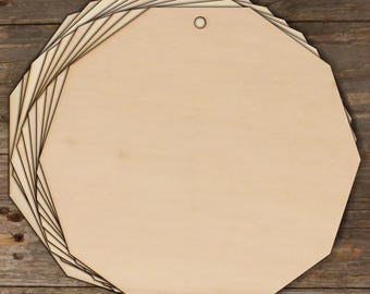 10x Wooden Decogon 10 Regular Craft Shape 3mm Ply Geometric ten sided