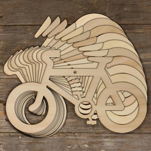10x Señales de tráfico de madera para bicicletas Imagen Manualidades Formas Madera contrachapada de 3 mm Advertencia del Reino Unido Ciclo adelante