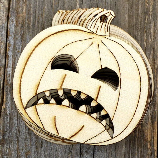 10x Wooden Halloween Despair Pumpkin Face Craft Shapes 3mm Plywood