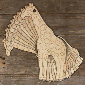 10x Forme artigianali in legno a forma di giraffa in piedi, 3 mm, compensato, animale, safari selvaggio