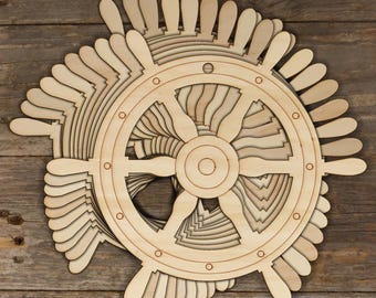 10x Wooden Ships Wheel Craft Shapes 3mm Plywood Boat Sealife Nautical