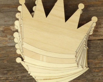 10x Wooden Prince Crown Craft Shape 3mm Ply