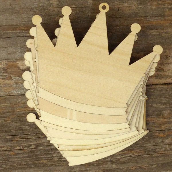 10x Wooden Prince Crown Craft Shape 3mm Ply