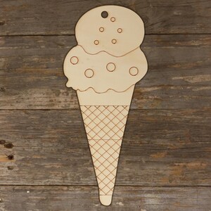 10x Wooden Waffer Cone ice cream Craft Shapes 3mm Plywood Cooking Pudding Hole Top Centre