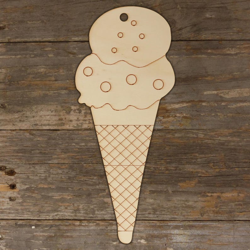 10x Wooden Waffer Cone ice cream Craft Shapes 3mm Plywood Cooking Pudding Hole Top Centre