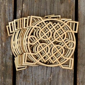10x Wooden Celtic Knot Circle Square Detailed Craft Shapes 3mm Plywood Patterns