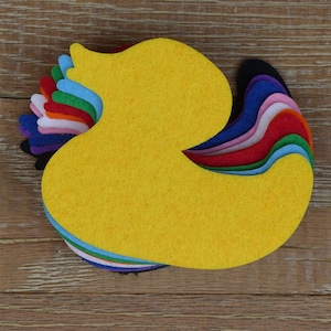 10x 3mm Feutre Caoutchouc Canard Craft Formes Tailles 6-15cm 11 Couleurs