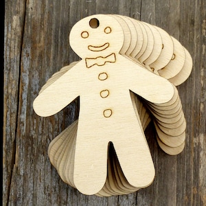 10x Wooden Ginger Bread Man Craft Shapes 3mm Plywood Cooking Pudding Biscuits