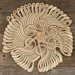 10x Chiave di violino in legno a forma di fiocco di neve, 3 mm, nota musicale in Sol