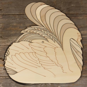 10x Cigno maschio nuotatore in legno vuoto forma artigianale 3mm compensato palude fiume uccelli