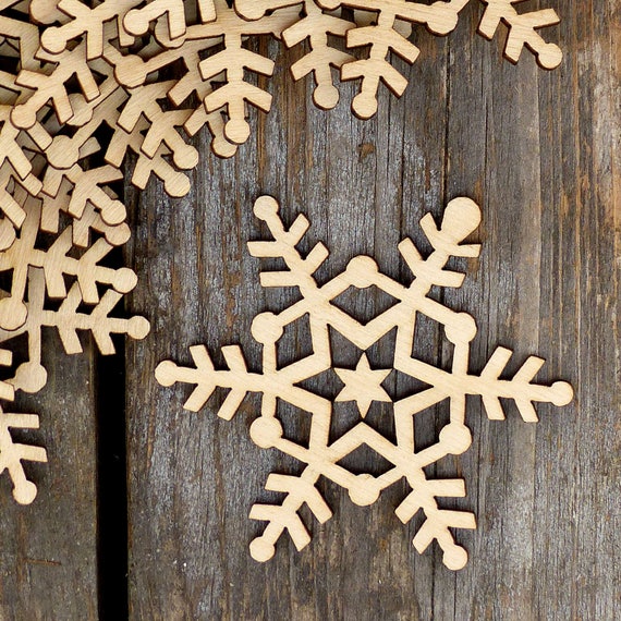 10x Wooden Plain Snowflake E Craft Shape 3mm Ply Christmas Decoration snow