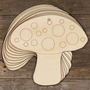 10 formas de madera para manualidades con forma de hongo venenoso, madera contrachapada de 3 mm con detalles de hongos