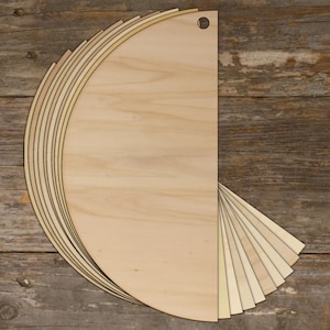 10x Formas semicirculares de madera lisas para manualidades, 3 mm de capa, medio círculo geométrico
