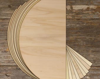 10x Wooden Plain Semi Circle Craft Shape 3mm Ply Geometric Half Circle