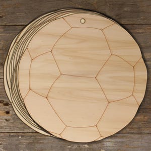 10x Wooden Football Craft Shapes 3mm Plywood Sports Ball Soccer