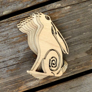 10x Wooden Hare Sitting Celtic Design Craft Shapes 3mm Plywood Animal Wildlife