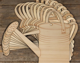 10x Wooden Watering Can Steel Craft Shape 3mm Ply Gardning Outdoors