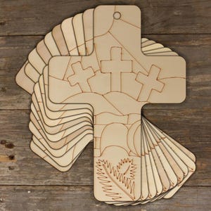 10x Cruz cristiana de madera con diseño de crucifixión Forma artesanal Madera contrachapada de 3 mm