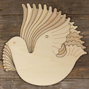 10x Colomba di Natale in legno che vola a forma di artigianato, decorazione natalizia in compensato da 3 mm, uccello e angelo