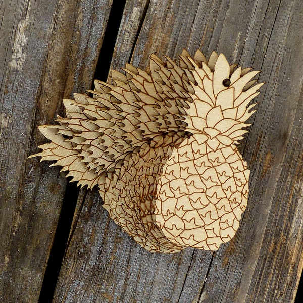 10x Holz Ananas Ganze Frucht Handwerk Form 3mm Ply Tropical Food Plant Vine