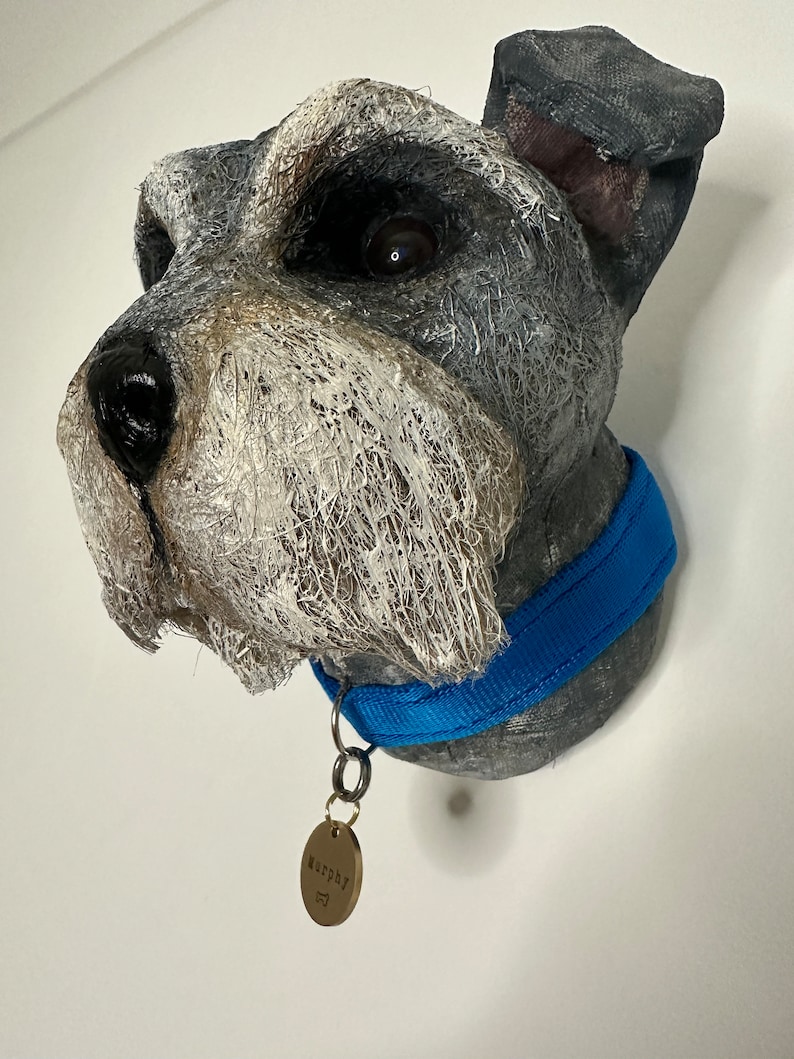 Schnauzer Paper Mache Mixed Media Dog Head Etsy