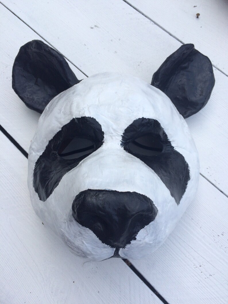 Panda mask/ animal mask/ paper mache animal mask/ masquerade Etsy