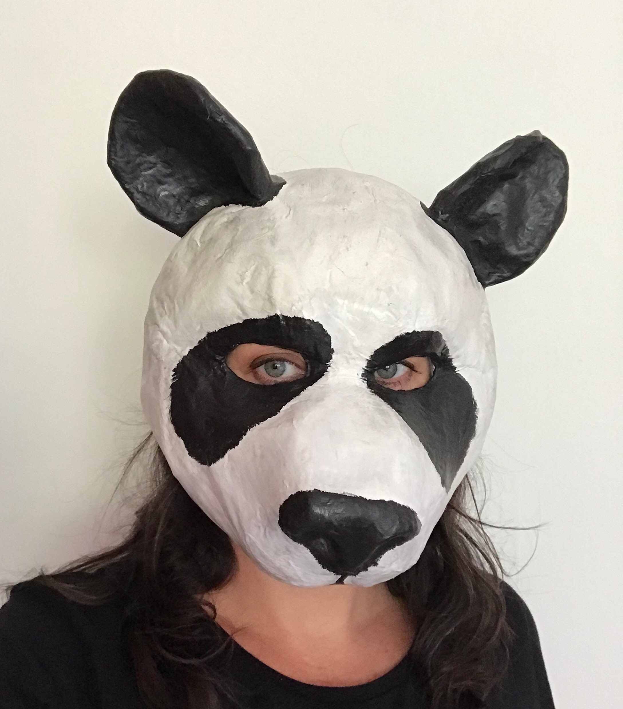 Panda mask/ animal mask/ paper mache animal mask/ masquerade Etsy