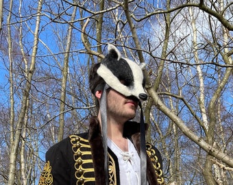 Badger Mask, Hand Felted Sculptural Heirloom