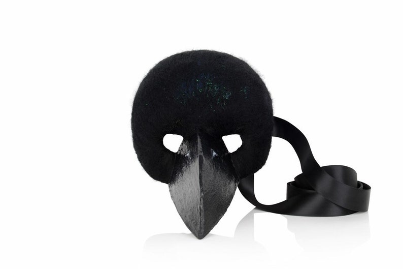 Crow Mask Masquerade Party Mask Needle Felted Mask Crow Etsy