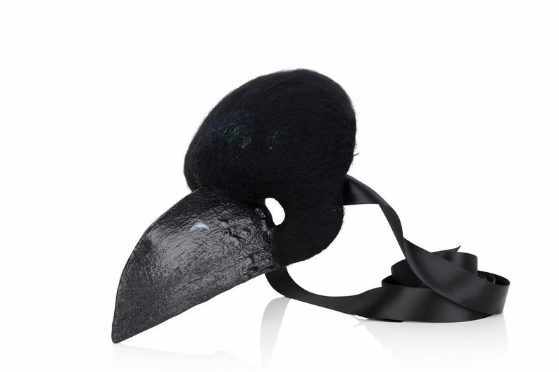 Crow Mask Masquerade Party Mask Needle Felted Mask Crow Etsy