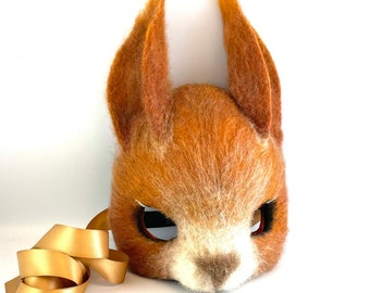 Red Squirrel Mask, Hand Felted Sculptural Heirloom