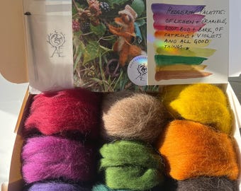 Hedgerow Palette. Curated Needle Felting Wool Bundle (160g Studio Fibre Release)