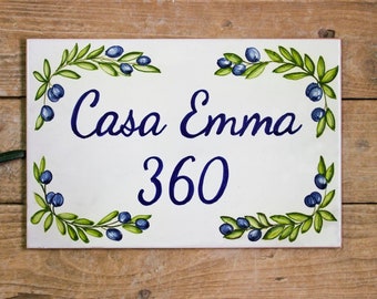 Olive branches Address Signs and House Plaques, Italian Style Address Plaque For house, personalized name sign for home, welcome plaque