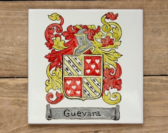 Single Family Crest, Family coat-of-arms, Personalised with name, Ceramic Art