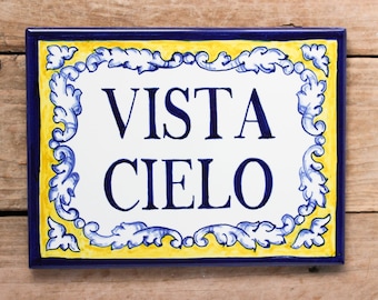 House number Spanish, signs for home, personalized tile, ceramic house sign, hand painted tile, house name sign, adress plaque,